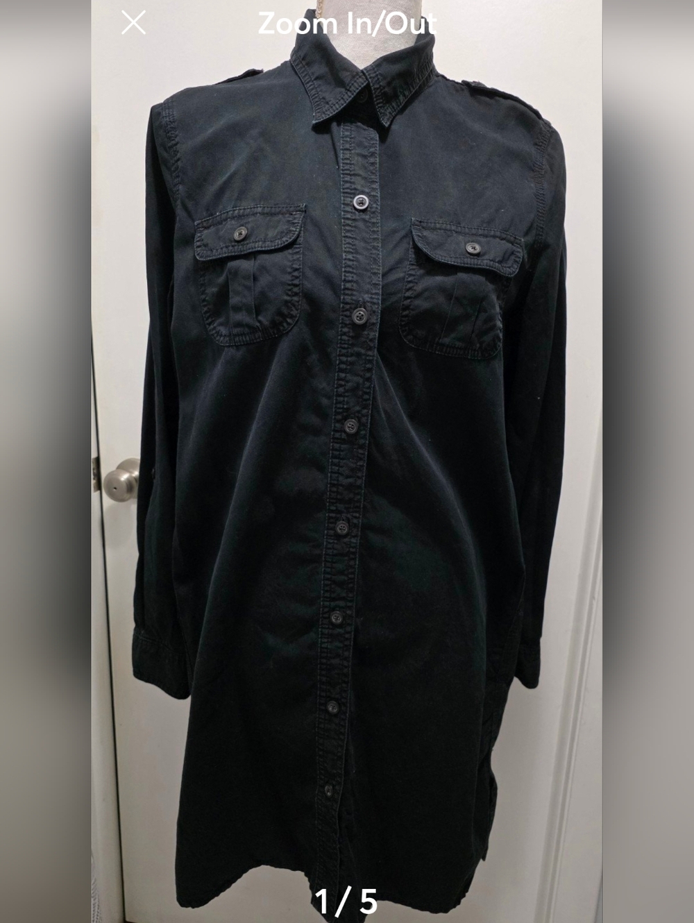 Ralph Lauren Polo Jean VTG  Women Black  Long Button Up Shirt M